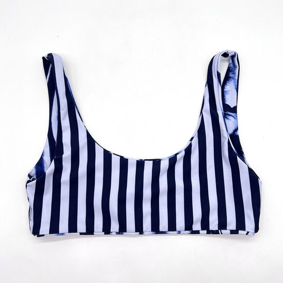 SIGAL Zebra Bikini Top Womens Medium Blue Striped Scoop Neck Tiger Stripe NEW - Picture 2 of 16